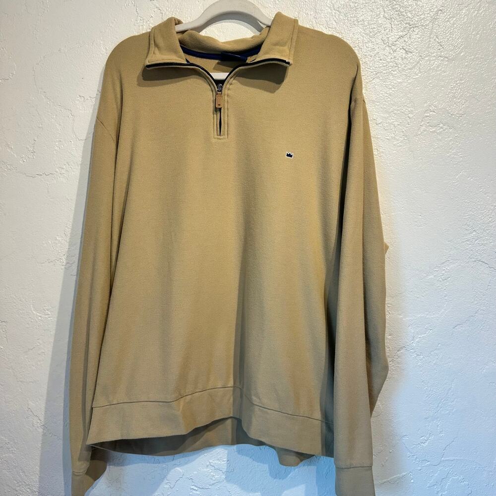 Crown & Ivy Men's Size XXL Long Sleeve Quarter Zip Mock Neck Camel Khaki
